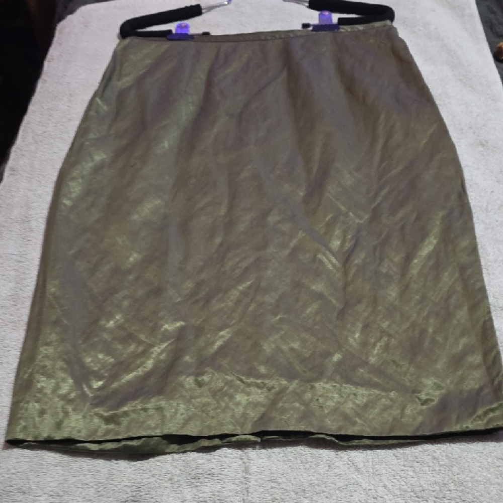 Michael Kors Shimmering Olive Pencil Skirt
